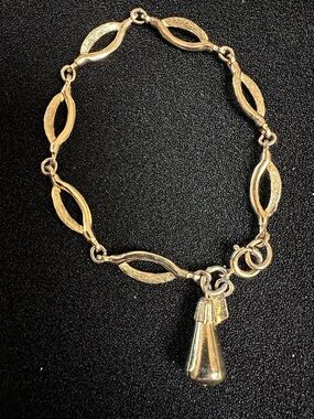 Vintage Sarah Coventry “Delightful” Open Marquise Link Bracelet with Tassel